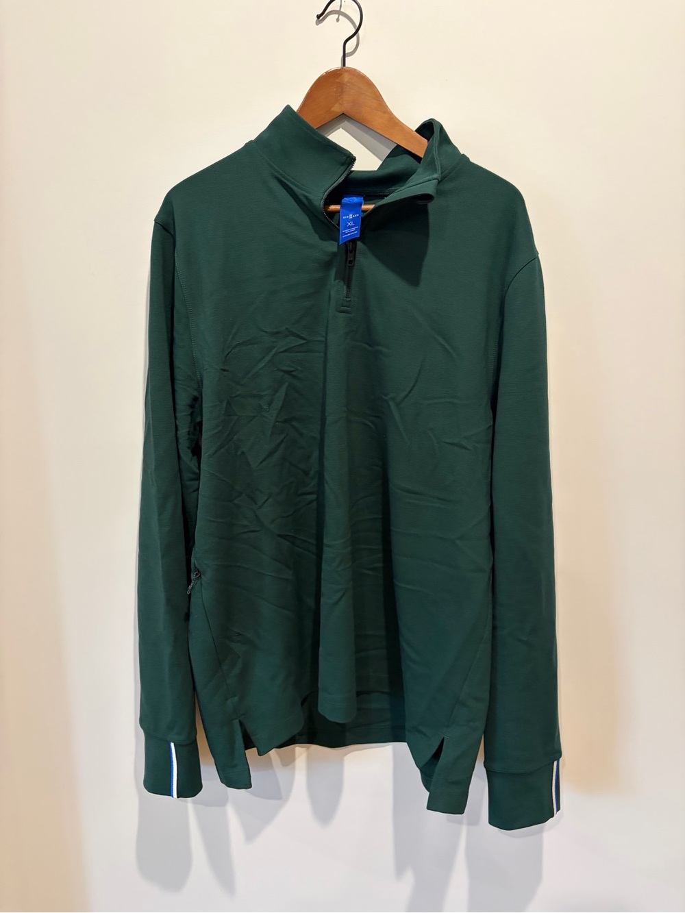Kit and Ace Men's Forest Green Quarter-Zip Sweater